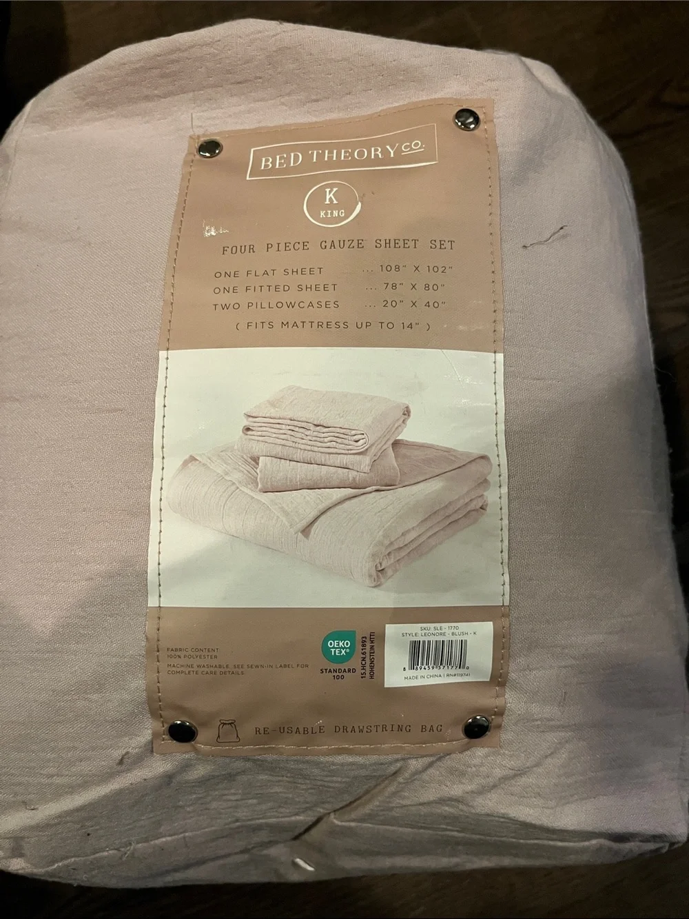 Bed Theory King Gauze Sheet Set — Blush Pink